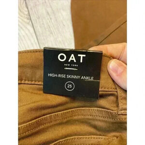 OAT New York Women High‎ Rise Skinny Ankle Jean Brown Stretch Utility Cargo NWT